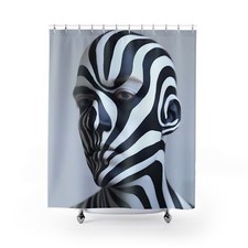 Unique Abstract Face Shower Curtain, Modern Bathroom Decor, Artistic Home