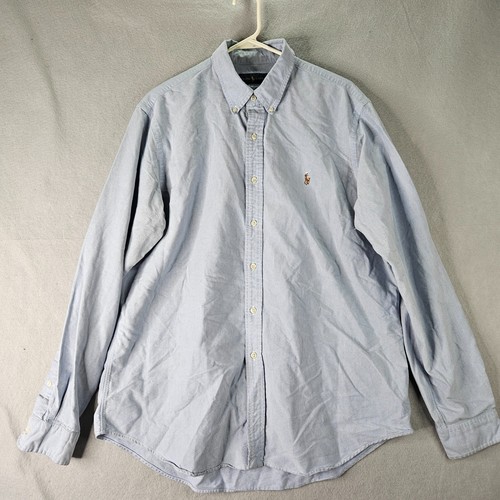 Ralph Lauren Shirt Mens Extra Large Blue Flesh Pony Business Casual Button Down