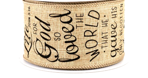 Easter Religious Sayings 2.5" by 2 yds Natural Wired Ribbon Bible Verses - Picture 3 of 5