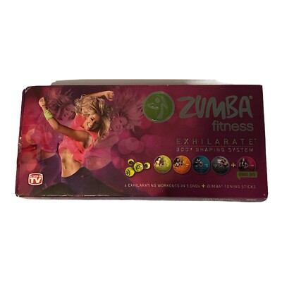 Zumba Fitness Exhilarate Body Shaping System 5 DVDs w/ Guide & Toning Sticks