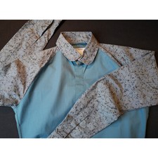 Button Down Color Block Shirt w. Raglan Sleeves -- Mens XS Designer made in USA