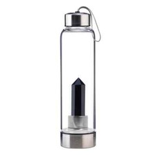 Water Glass Bottle With Crystal Point Purifying Energy Calm Healing 500ml