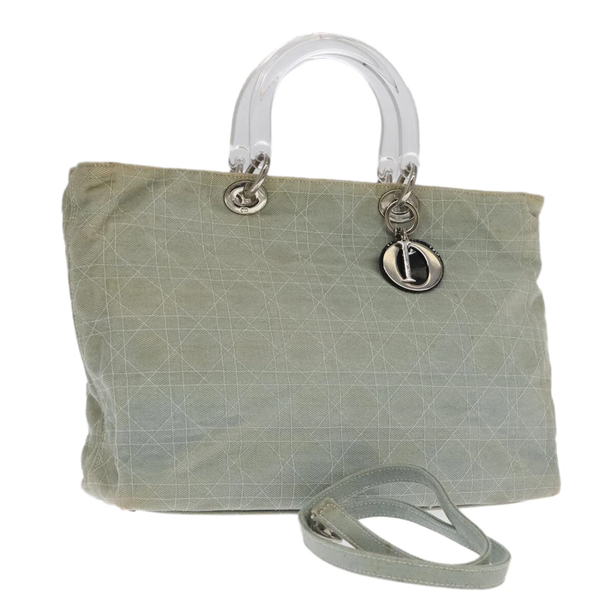 Sac à main Christian Dior Canage denim 2 voies bleu argent authentique 102025