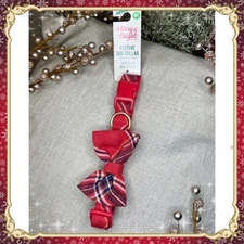 M Petsmart Red Plaid Bow Tie Dog Collar Holiday Present Christmas Santa MEDIUM