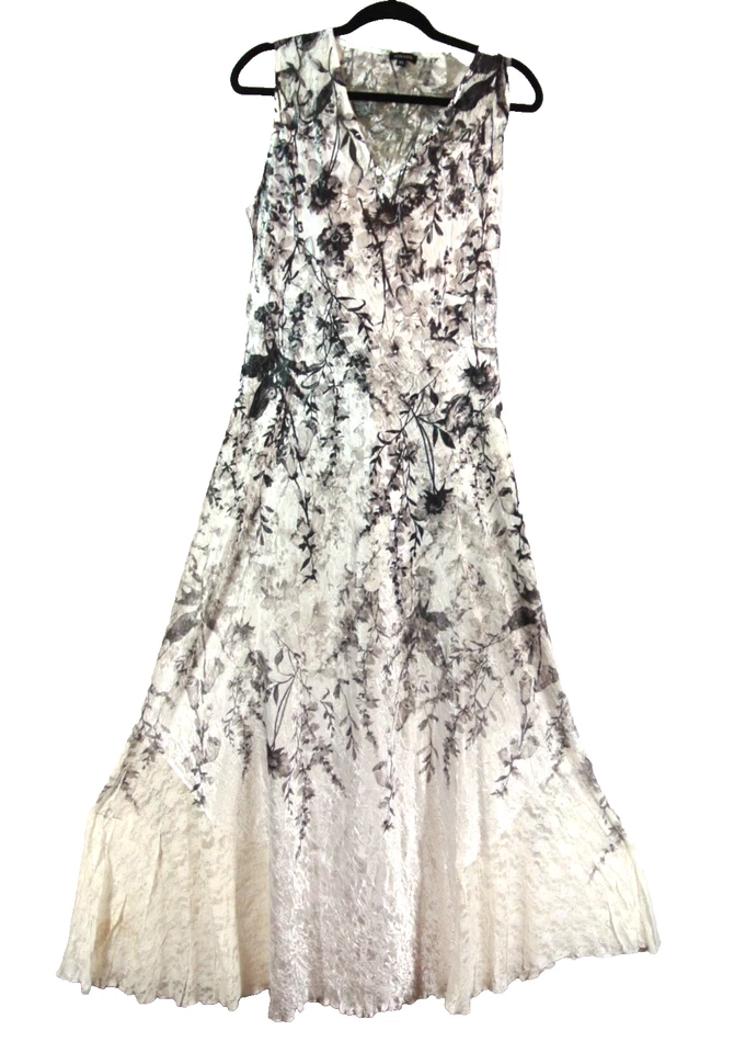 NUEVO, Maxi Vestido Komarov Charmeuse Encaje Cuello Redondo Sin Mangas Talla XL #MD483 Foto 2 de 4