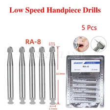 5 Pcs/Pack Dental 22.5mm Round Carbide Bur Slow Speed Latch Type RA8 Burs USA
