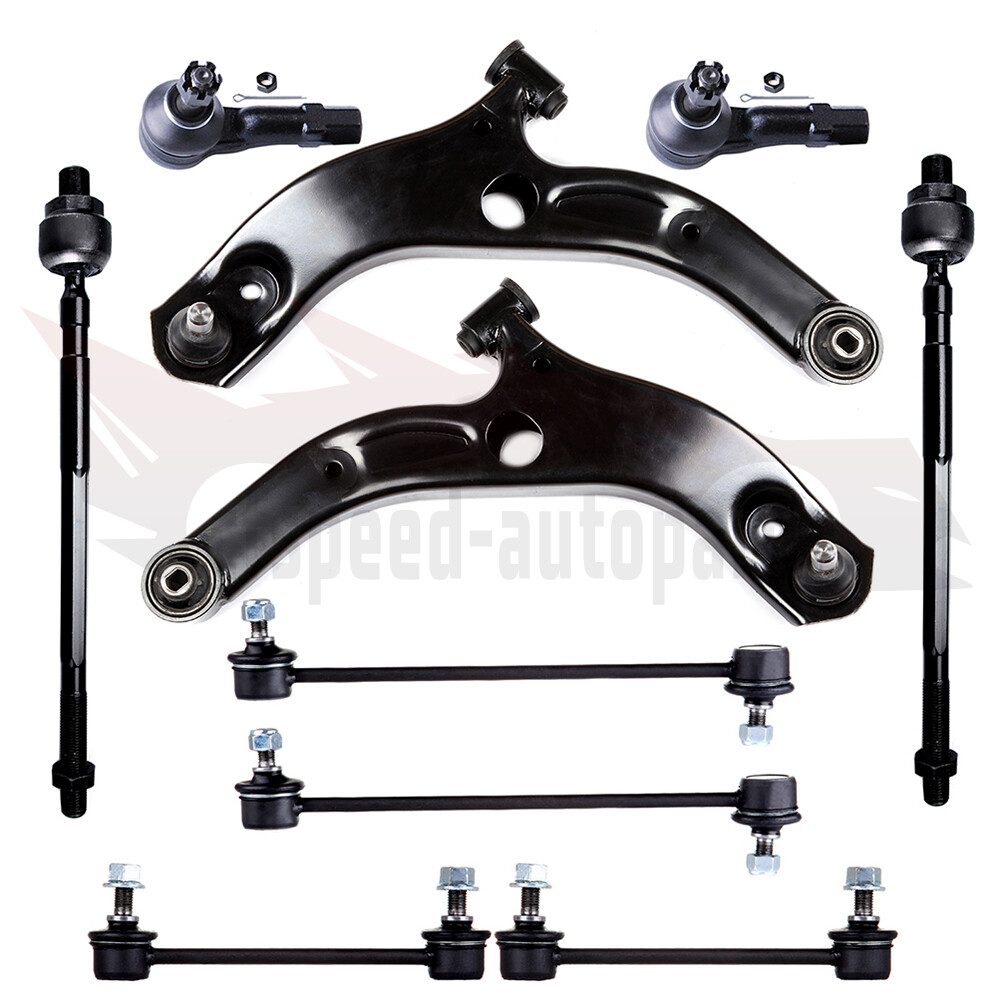 10PCS Front Control Arms Sway Bars Tie Rod Ends For 2001 -2003 Mazda Protege