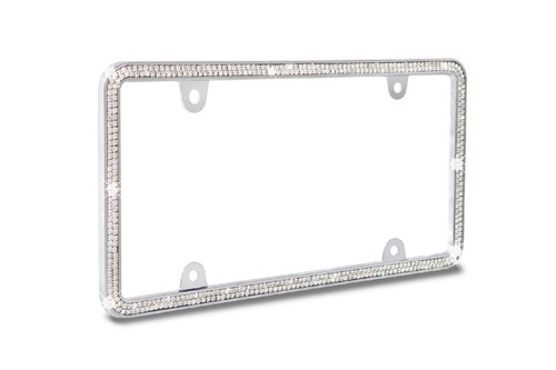 BTR Brillo Doble Fila BLANCO Vidrio CRISTAL Cromo Metal Placa Marco - Imagen 2 de 4