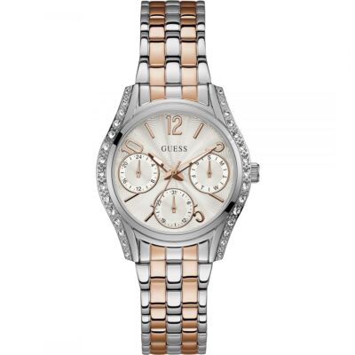 Damenuhr GUESS W1020L3 Multifunktion Edelstahl Swarovski Gold Rose  Zweifarbig