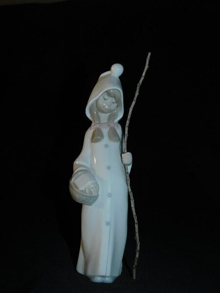 Lladro Spain Shepherdess Girl w/Basket 4678 Glaze 8.5" Sculpture Retired 1970-92