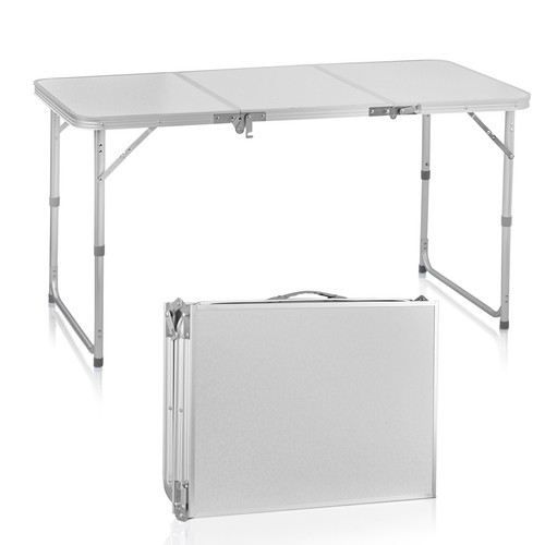 4ft Tri-Fold Aluminum Camping Table Portable Picnic Table with Adjustable Height - Picture 1 of 21