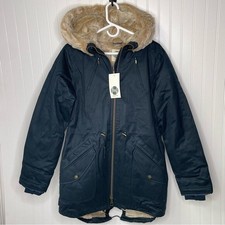 Hoodlamb Ladies Parka Size Large Midnight Blue Coat Jacket
