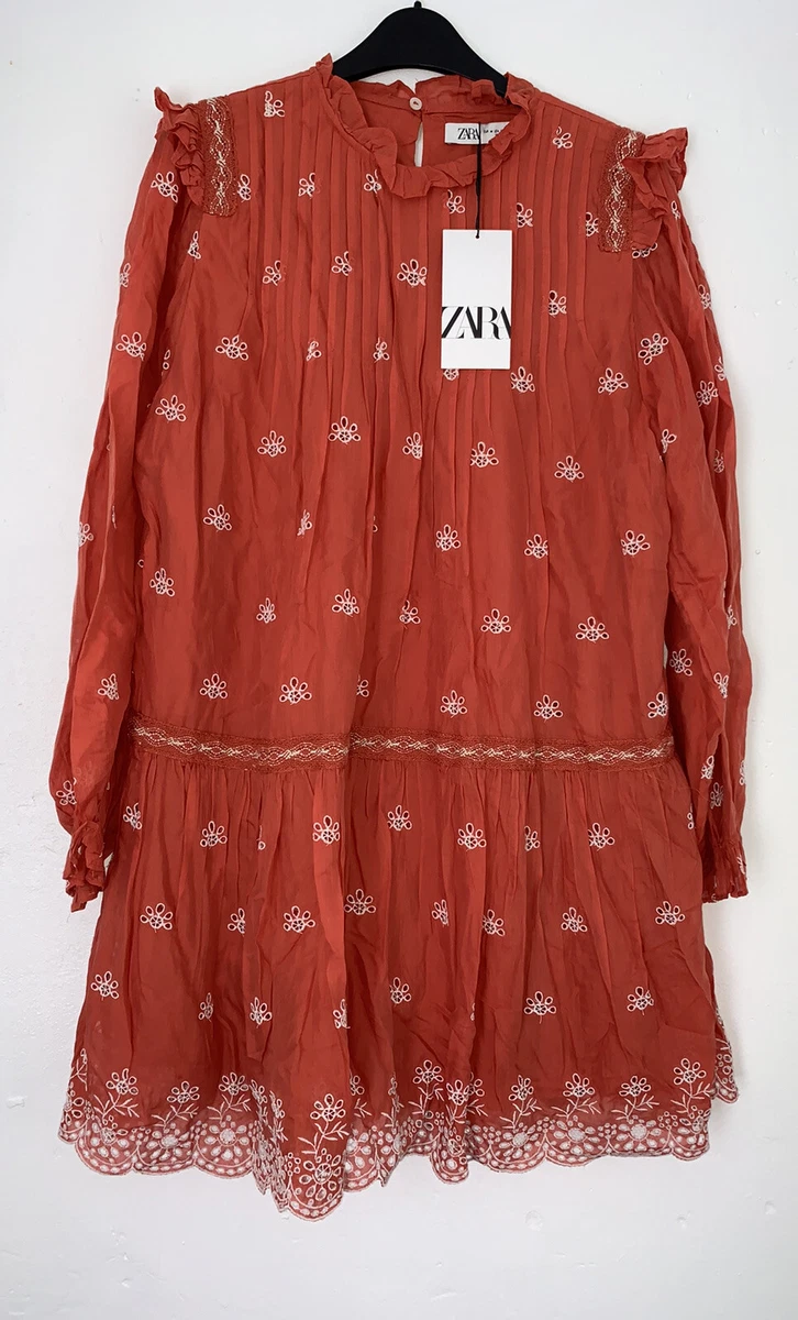 zara orange ruffle dress