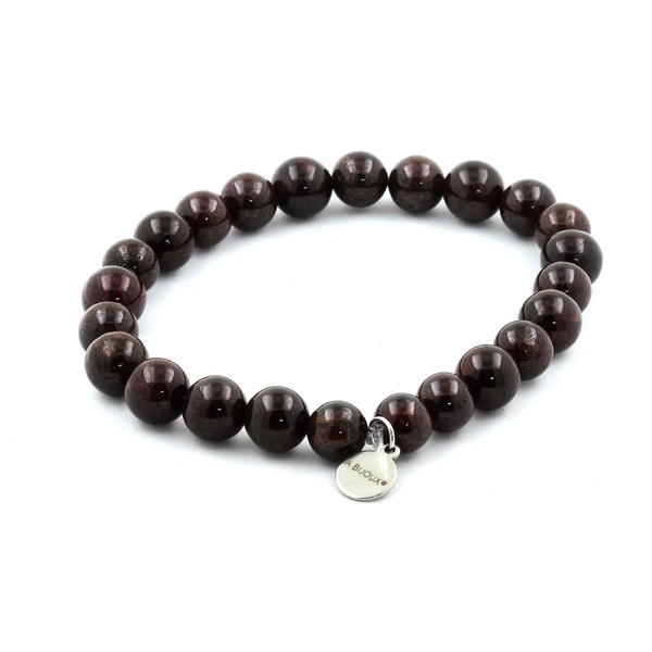 Steine Und Mineralien. Granat Perlen Armband 8 Mm. Hergestellt In Frankreich.-image