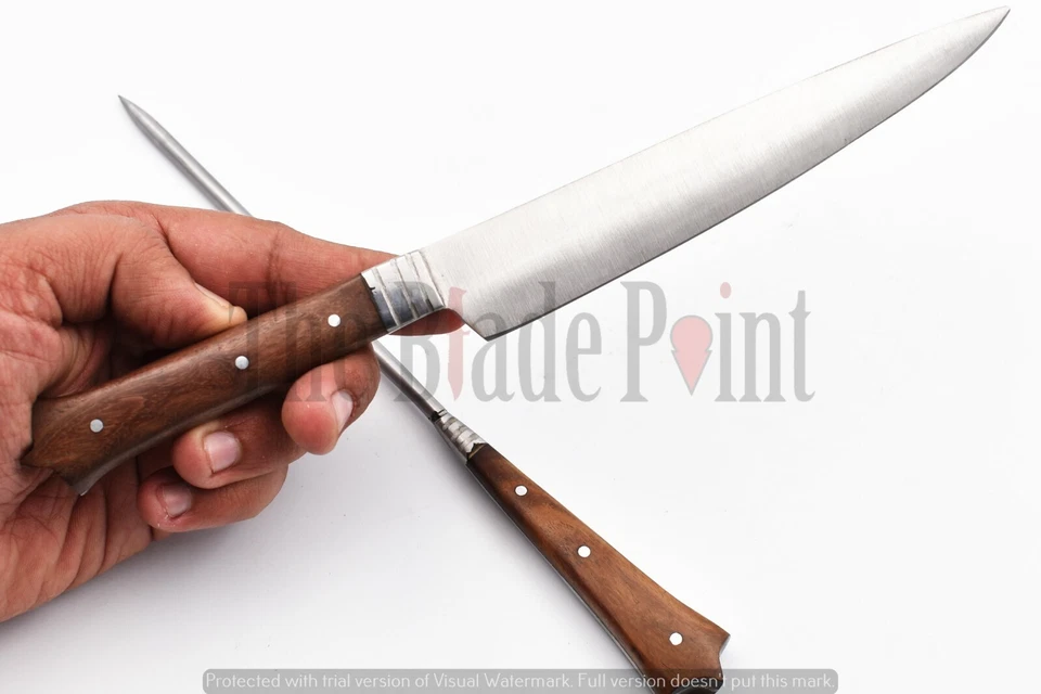 Cuchillo de talla vintage y tenedor cuchillo de aguja juego de regalo acero inoxidable Foto 3 de 4