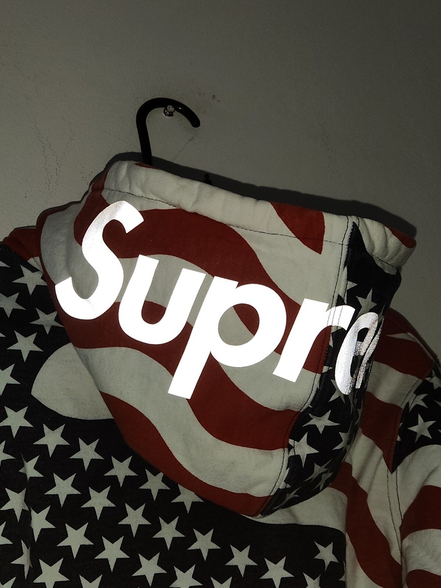 FW14 Supreme Reflective Logo Thermal Zip Up sweatshirt M hoodie