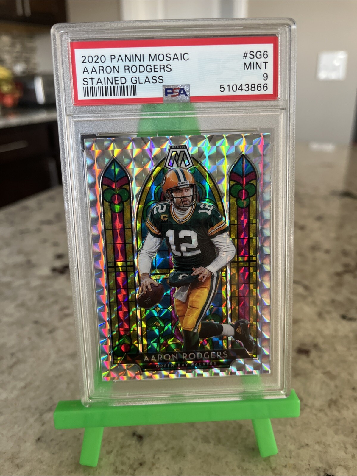 2020 Panini Mosaic Aaron Rodgers Stained Glass PSA 9 SSP #SG6