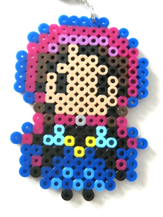Perler Beads Disney Princess Anna Elsa Keychain