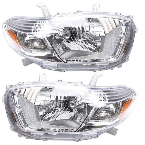 Par de faros aptos para Toyota Highlander 2008-2010 tipo halógeno carcasa cromada - Imagen 2 de 6