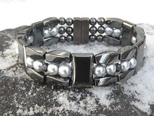 Pick 1 of 3 100 Magnetic Hematite Bracelet Anklet Necklace Pearlized 3 row