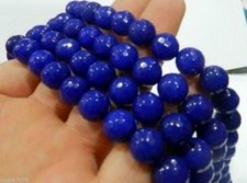 Natural 6/8/10/12mm Blue Jade Round Gemstone Loose Beads 15'' AAA 