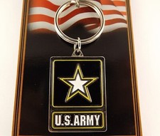 PEWTER ENAMEL KEY RING KEYCHAIN NEW U.S. ARMY