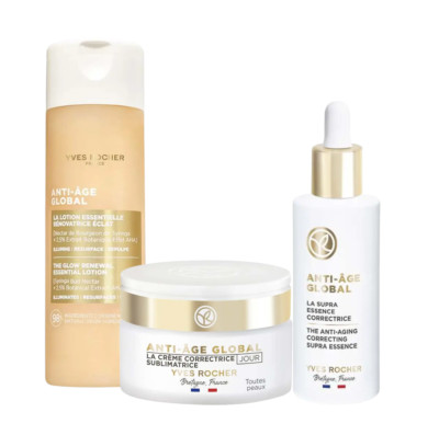 Yves Rocher Anti-Age Global Radiance Lotion Tagespflege Gesichtscreme Serum 3...