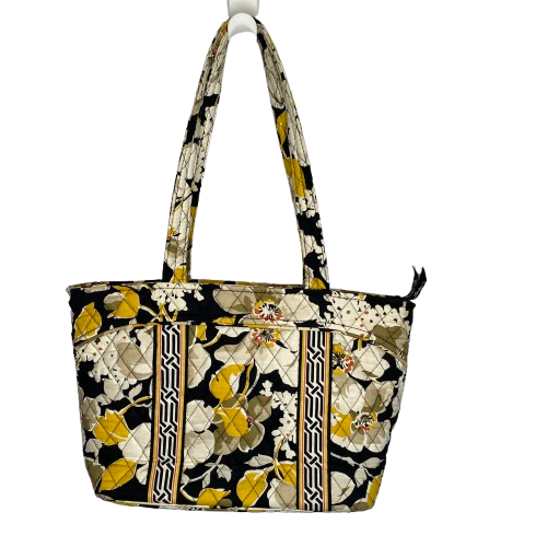 Vera Bradley Womens Dogwood Quilted Tote Bag Yellow Floral Colorful Bohemian