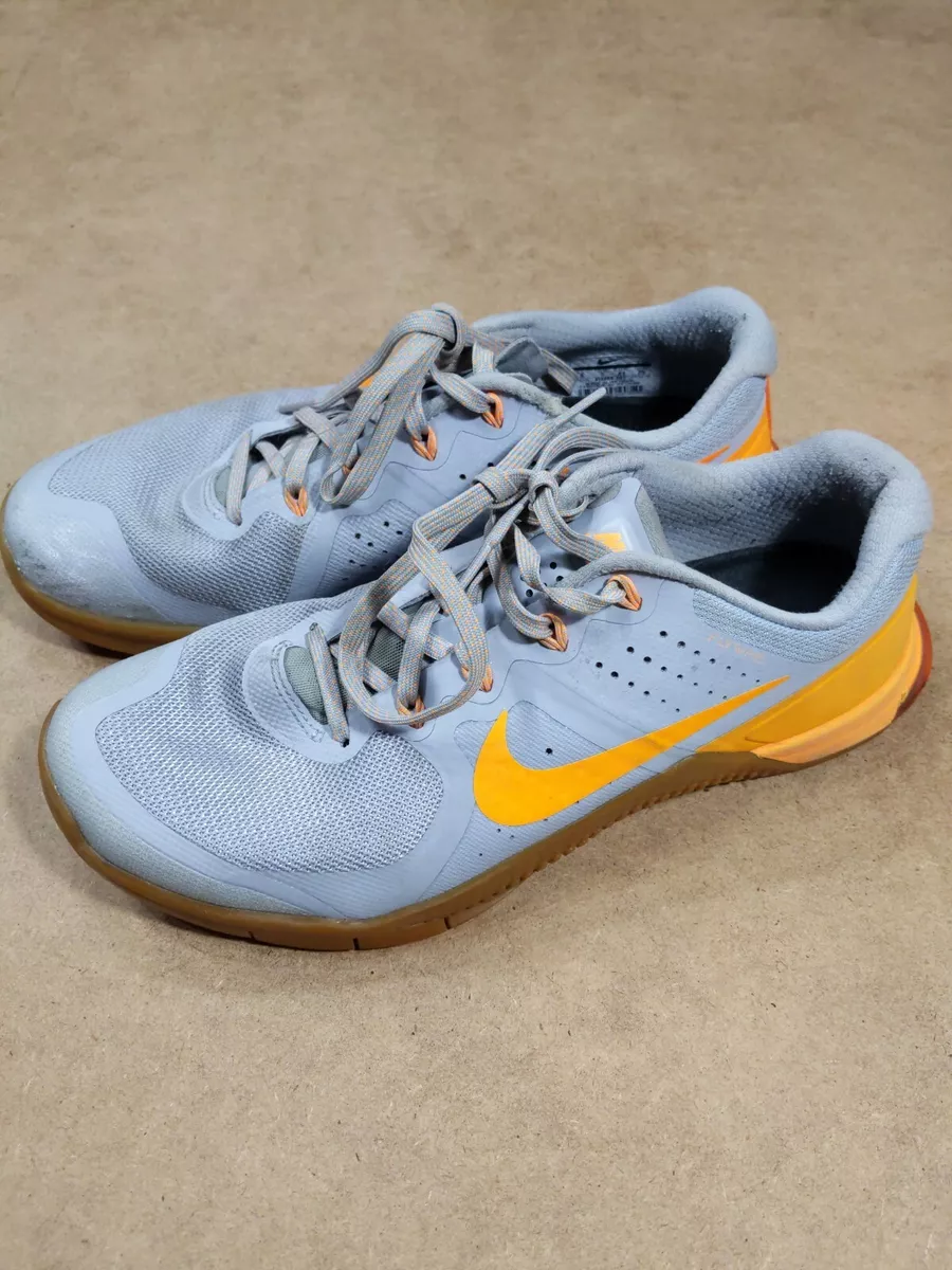 NIKE METCON 2 GRAY CITRUS ORANGE GUM SHOES 819899 005 US Size