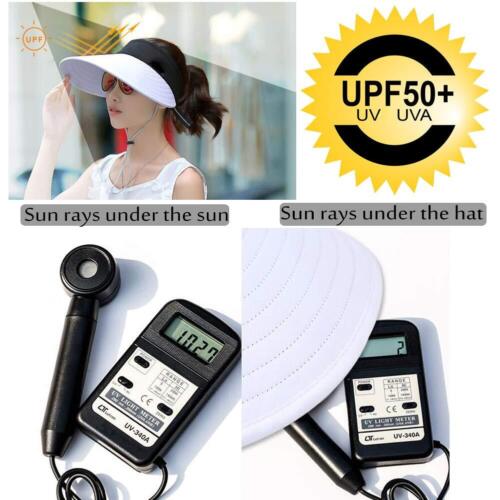 Sun Visor Hats Women Large Brim Summer UV Protection Beach Cap White - Picture 5 of 6