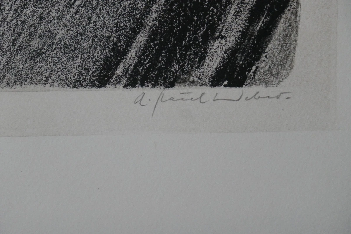 A. Paul Weber, Original Lithographie, signiert, Von Zimmer zu Zimmer