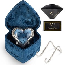 Keepsake Heart Shaped Cremation Urn 2.875" Mini Blue Brass - Holds 2-3 tbsp