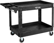 Heavy Duty Plastic Service Utility Cart with Wheels, 550lbs Capacity for Garage