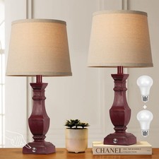 Dimmable Table Lamps Set of 2, Rustic Farmhouse Table Lamps for Living Room B...
