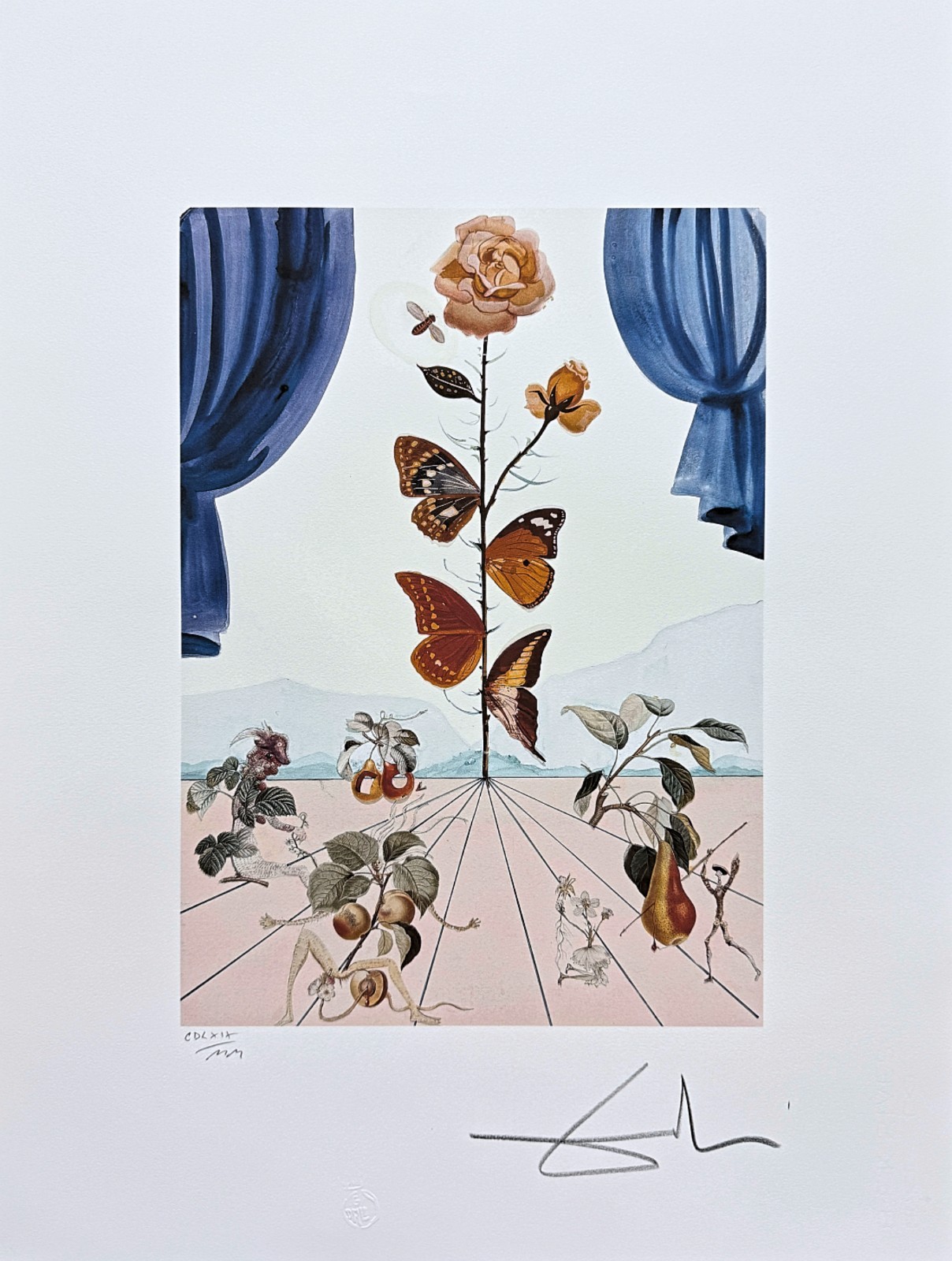 SALVADOR DALÍ - La Rose Papillon - signiert, Limited Edition, 50x66 cm