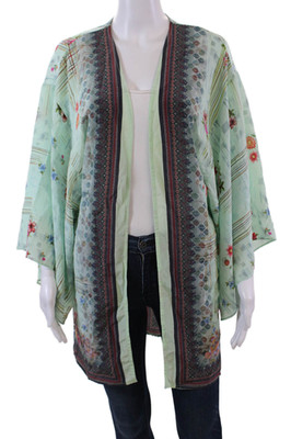 Moda Baronessa Womens Silk Floral Print Vail Windsor Blouse Green Size Extra Sma