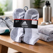 5-pack of adidas Youth Cushioned Angle Stripe low-cut socks,Size 3Y-9