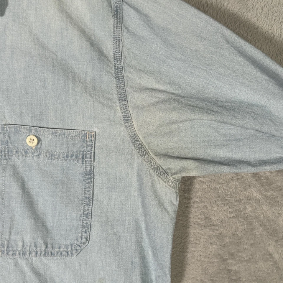 Camisa Filson Cambray Para Hombres L Azul Claro Doble Bolsillo Ropa de Trabajo Algodón Informal CPO Foto 3 de 4