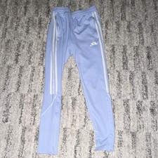 adidas Girls Track Pants Light Blue S Regular Fit Elastic Waist Pockets