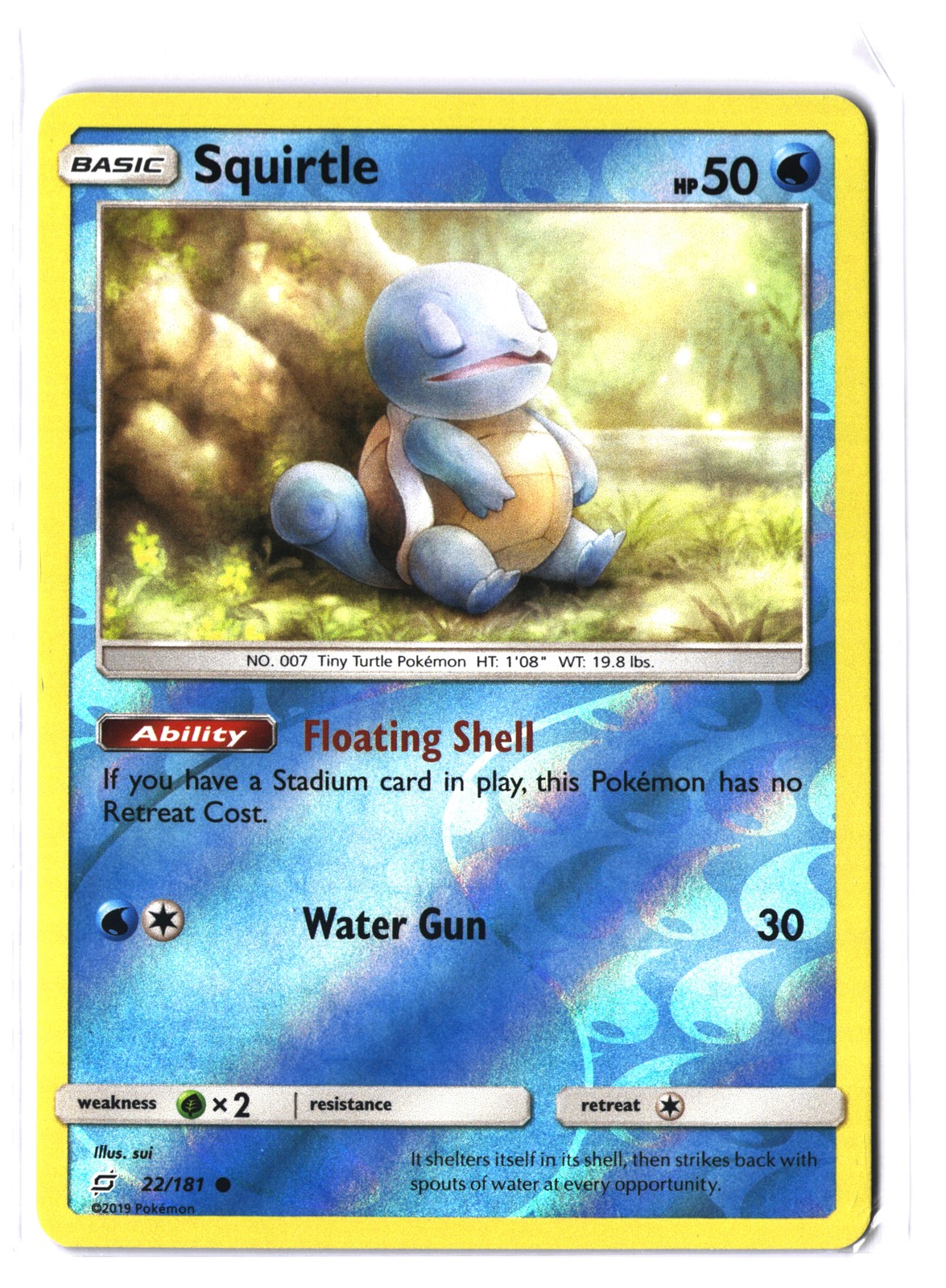 Pokemon SQUIRTLE 22/181 Reverse Holo Rare (2019 SM Team Up) NM/Near Mint