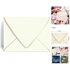 IVORY 5x7 Self-Sealing Envelopes with Gold Foil - Perfect for All Occasion Cards