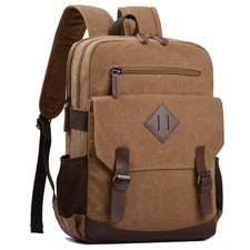 Canvas Vintage Laptop Backpack for Women Men, College Bookbag Fits 15.6 Inch ...