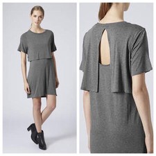 Topshop Flutter Layered Keyhole Back Tee Shirt Dress - US 6