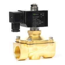 U.S. Solid 1" Brass Solenoid Valve - 12V DC, Normally Open, 145 PSI Electric ...