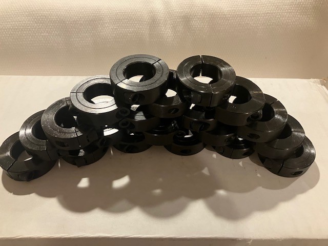 7/8” DOUBLE SPLIT Black Steel NEW (Open Box) CLAMPING SHAFT COLLARS 20 ea