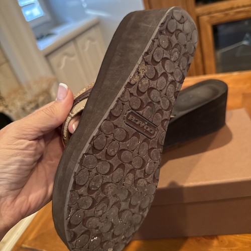 Coach Jaden Damen-Sandalen Größe 8 Keilabsatz Flip-Flop khaki Schuhe - Bild 6 von 6