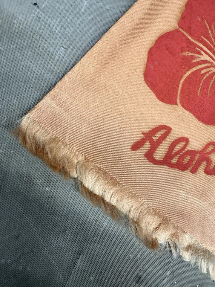 Pañuelo bordado vintage Aloha Hawaii floral cosido damas 1950 Foto 2 de 4