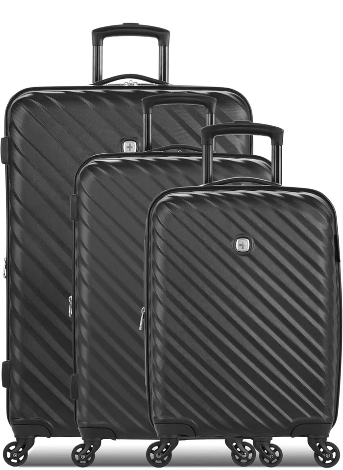 SwissGear Lightweight Expandable Spinner, Black Wave, 3-Piece Set (20”,24”,28”) - Image 2 of 4