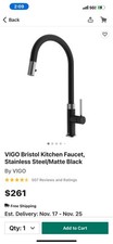 New In Box Vigo Bristol Pull Down Kitchen Faucet Matte Black