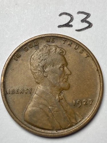 1927 (P) LINCOLN WHEAT CENT, AU (ALMOST UNCIRCULATED) CONDITION, #23
